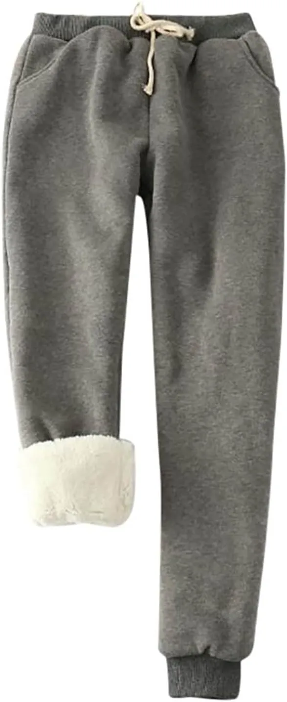 Womens Fleece Lined Sweatpants Warm Winter Sherpa Pants Joggers Track Pants Casual Baggy Pant Fleece Sweatpants Pants