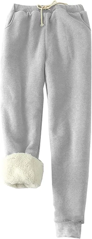Womens Fleece Lined Sweatpants Warm Winter Sherpa Pants Joggers Track Pants Casual Baggy Pant Fleece Sweatpants Pants