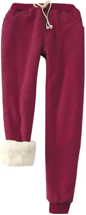 Womens Fleece Lined Sweatpants Warm Winter Sherpa Pants Joggers Track Pants Casual Baggy Pant Fleece Sweatpants Pants