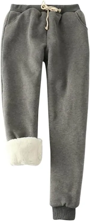 Womens Fleece Lined Sweatpants Warm Winter Sherpa Pants Joggers Track Pants Casual Baggy Pant Fleece Sweatpants Pants