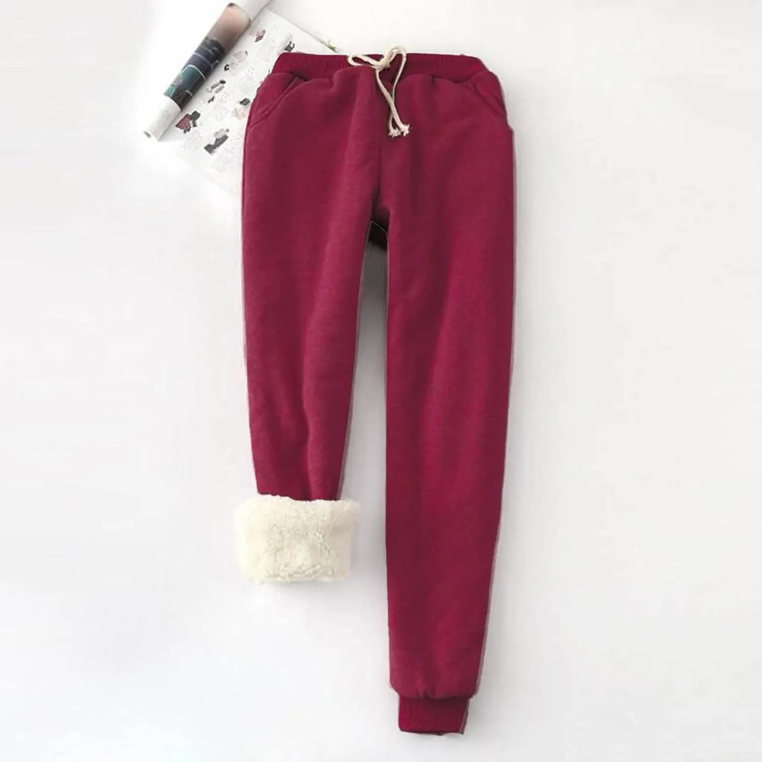 Womens Fleece Lined Sweatpants Warm Winter Sherpa Pants Joggers Track Pants Casual Baggy Pant Fleece Sweatpants Pants