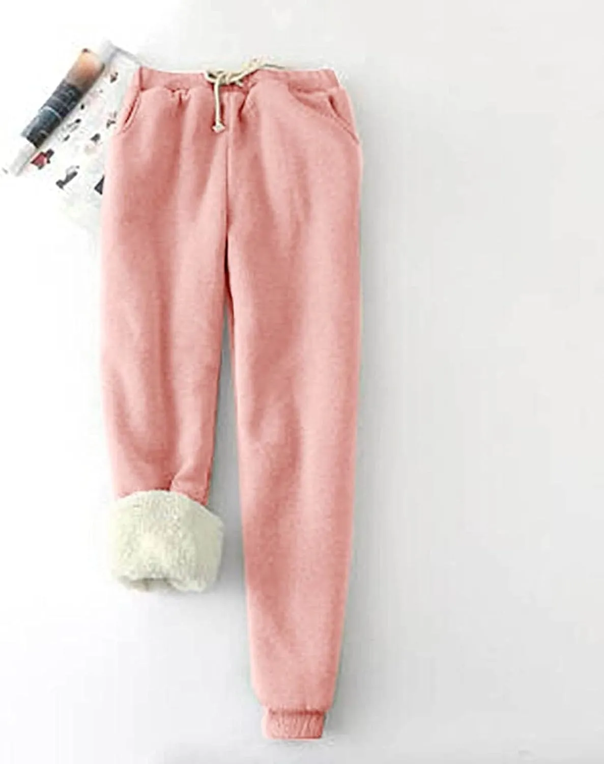 Womens Fleece Lined Sweatpants Warm Winter Sherpa Pants Joggers Track Pants Casual Baggy Pant Fleece Sweatpants Pants