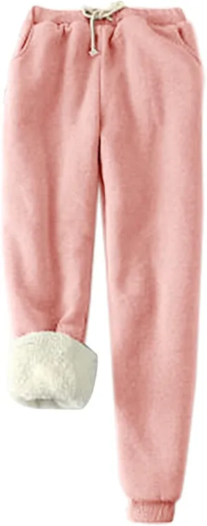 Womens Fleece Lined Sweatpants Warm Winter Sherpa Pants Joggers Track Pants Casual Baggy Pant Fleece Sweatpants Pants