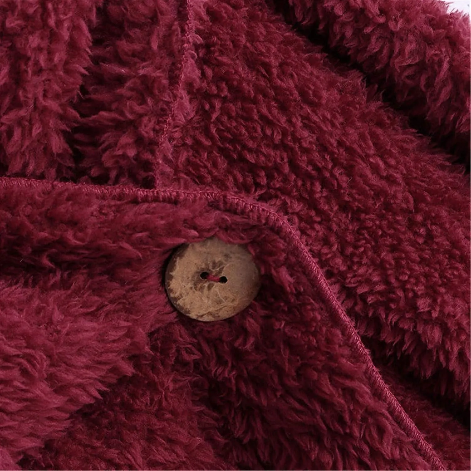 Womens Fuzzy Fleece Open Front Cardigan Jackets Asymmetrical Button Fluffy Winter Sherpa Outerwear Coats with Pockets