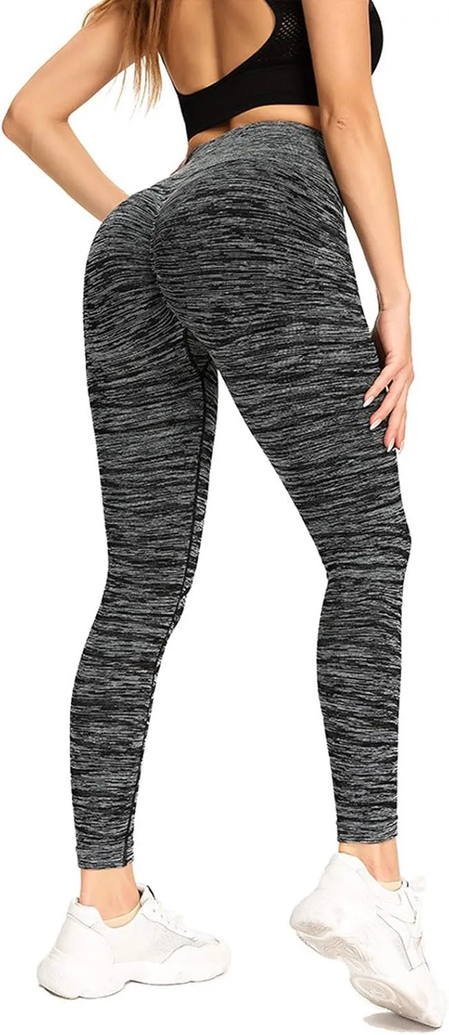 Women's High Waist Compression Tights Soft Stretchy Full Length Leggings Pleated Workout Pants Butt Lift Running Bottoms