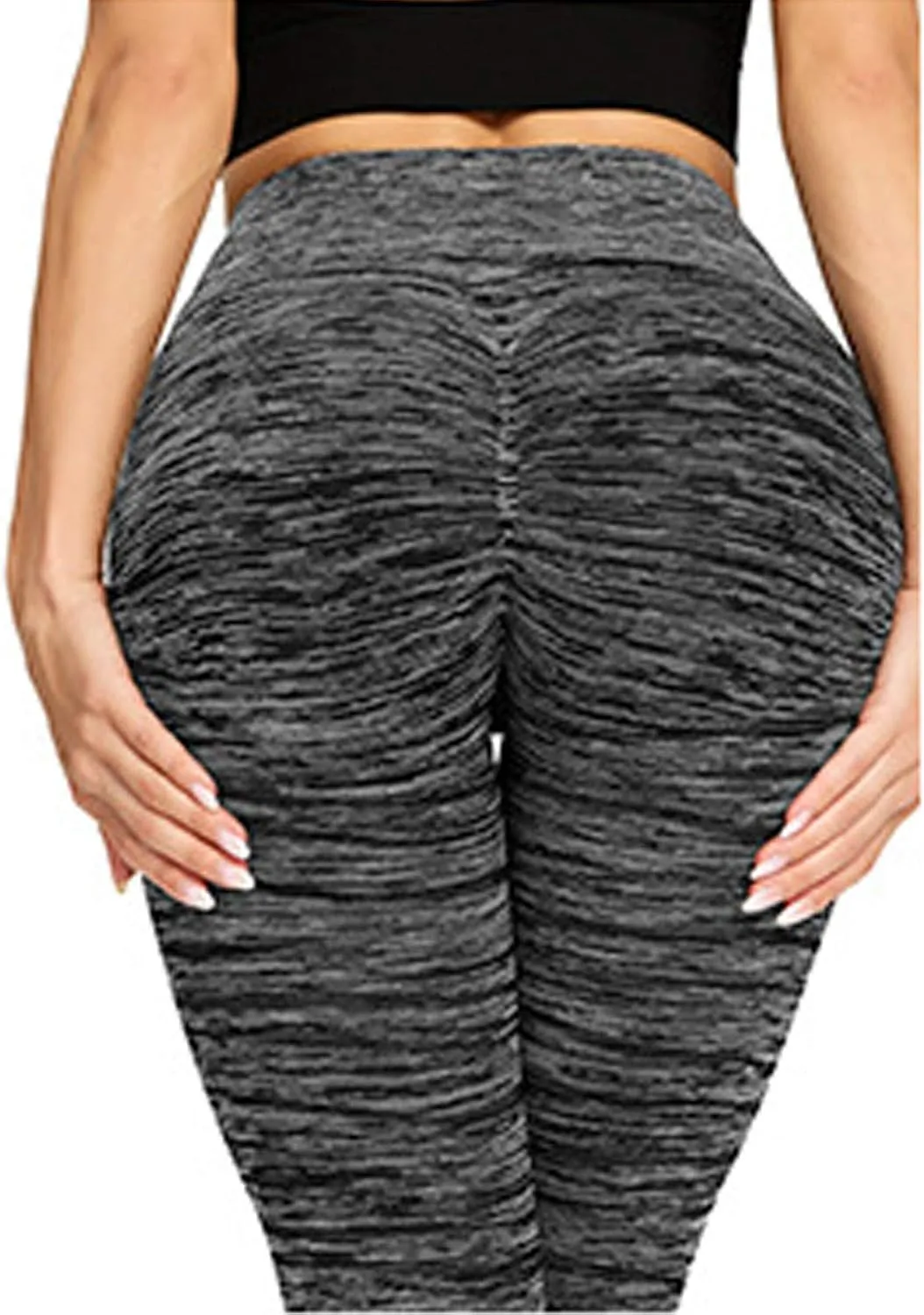 Women's High Waist Compression Tights Soft Stretchy Full Length Leggings Pleated Workout Pants Butt Lift Running Bottoms