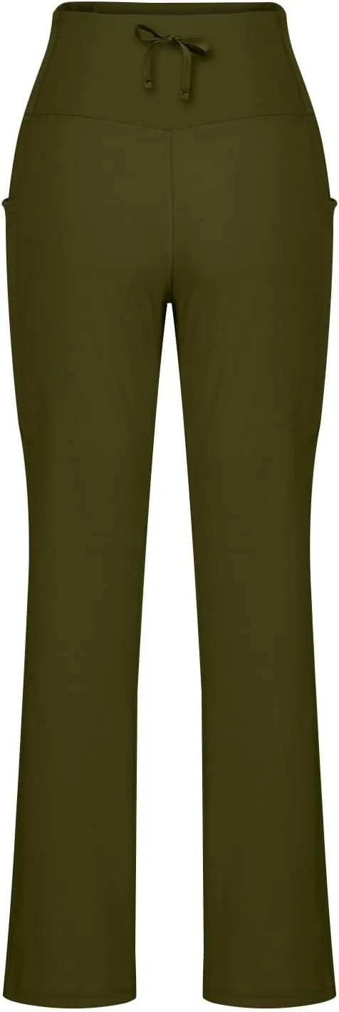 Women's High Waist Flare Yoga Pants Soft Tummy Control Bootcut Leggings Casual Workout Gym Pants with Side Pockets