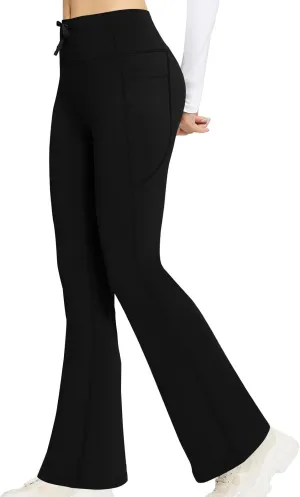 Women's High Waist Flare Yoga Pants Soft Tummy Control Bootcut Leggings Casual Workout Gym Pants with Side Pockets