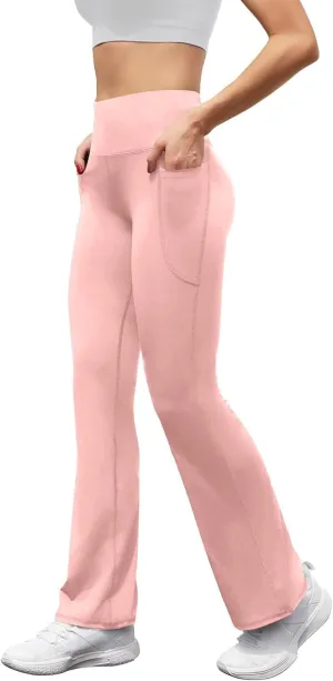 Women's High Waist Flare Yoga Pants Soft Tummy Control Bootcut Leggings Casual Workout Gym Pants with Side Pockets