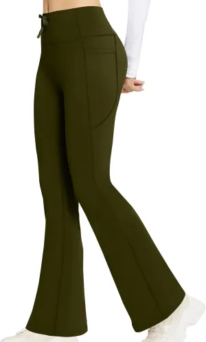 Women's High Waist Flare Yoga Pants Soft Tummy Control Bootcut Leggings Casual Workout Gym Pants with Side Pockets