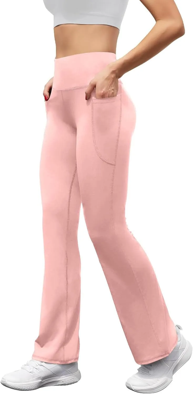 Women's High Waist Flare Yoga Pants Soft Tummy Control Bootcut Leggings Casual Workout Gym Pants with Side Pockets