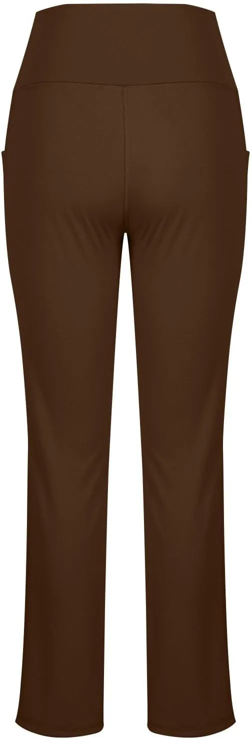 Women's High Waist Flare Yoga Pants Soft Tummy Control Bootcut Leggings Casual Workout Gym Pants with Side Pockets