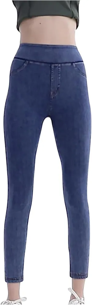 Womens High Waist Stretch Leggings Casual Tummy Control Pants Solid Color Workout Running Gym Yoga Pants with Pockets