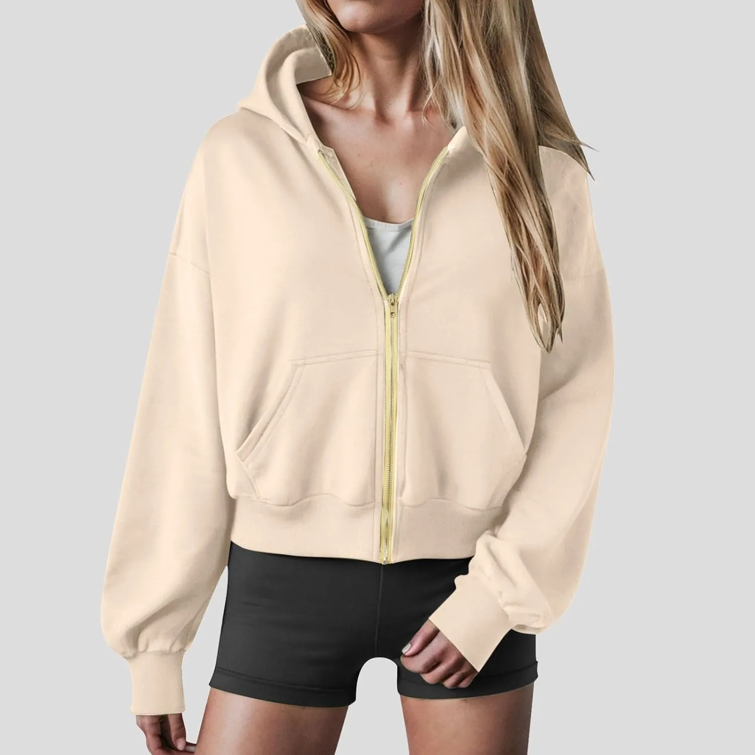 Womens Hoodies Zip Up Cropped Sweatshirts Jackets Casual Comfy Gym Tops Fall Outfits Winter Clothes 2024