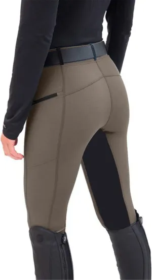 Women's Horse Riding Pants with Zipper Pockets Knee-Patch Schooling Tights Equestrian Breeches Gym Leggings