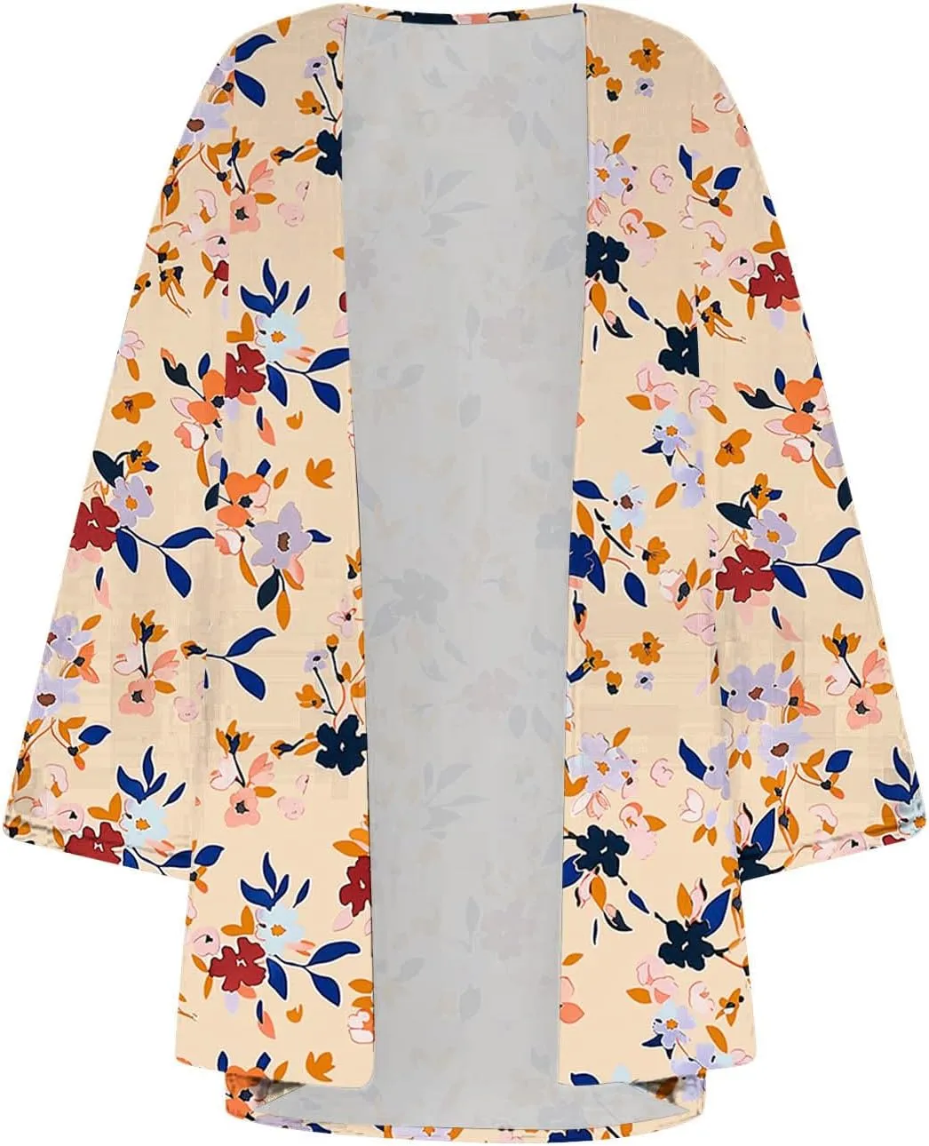Women's Kimono Beach Cover Up Summer Chiffon Cardigan Lightweight HALF SLEEVE Loose Capes Floral Top Blouses (S-2Xl)