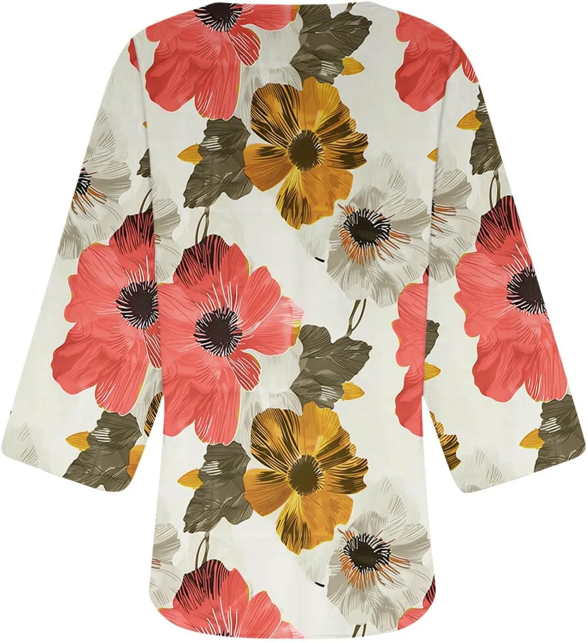 Women's Kimono Beach Cover Up Summer Chiffon Cardigan Lightweight HALF SLEEVE Loose Capes Floral Top Blouses (S-2Xl)
