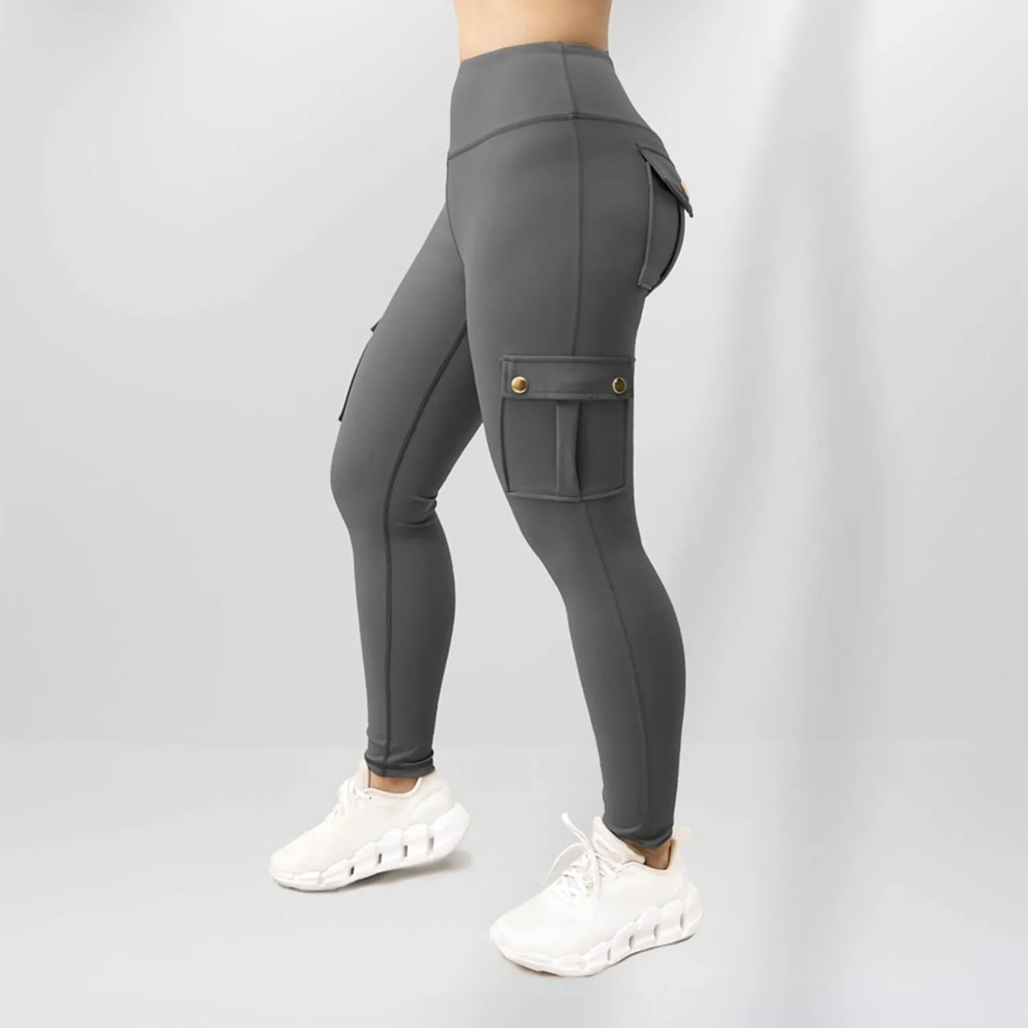 Womens Leggings with Cargo Pocket High Waist Tummy Control Yoga Pants Butt Lifting Cargo Leggings Workout Gym Pants