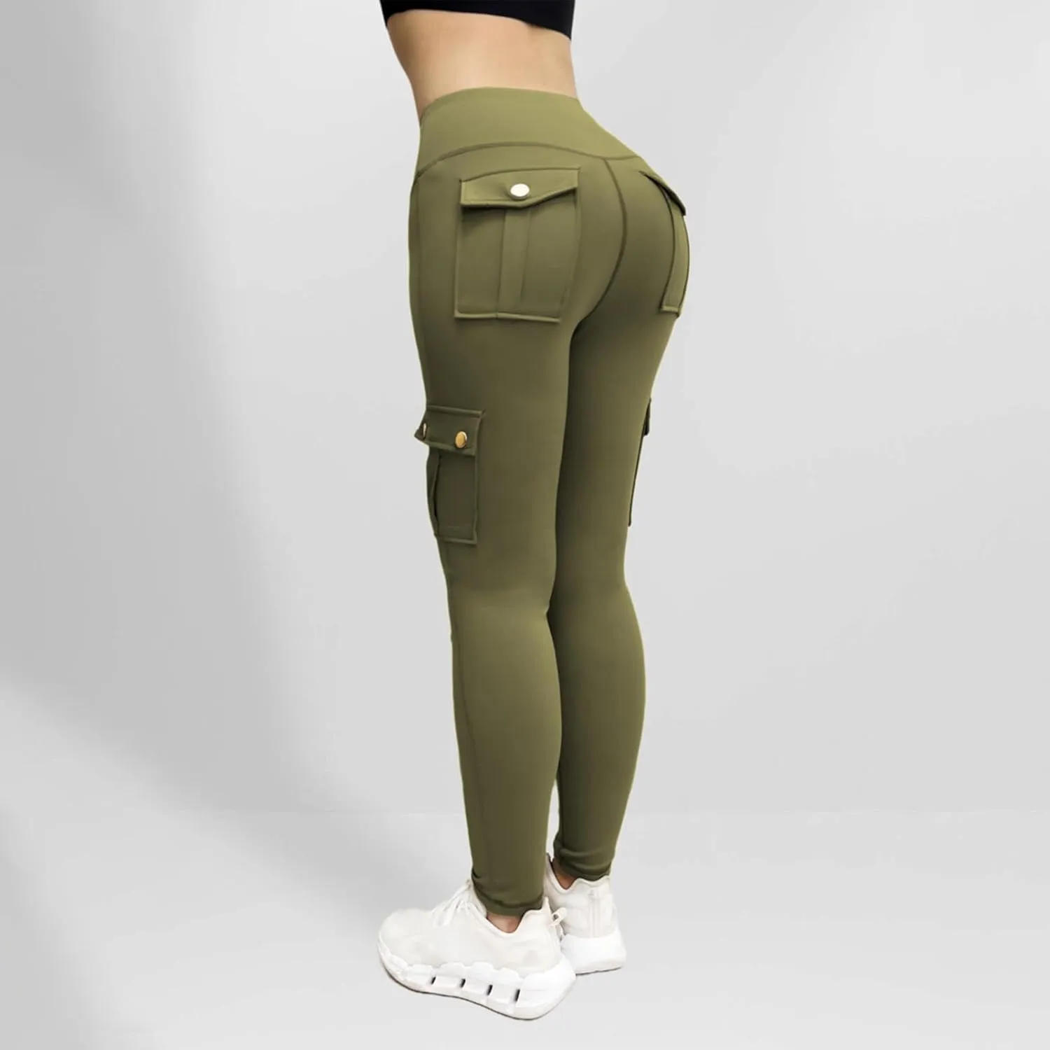 Womens Leggings with Cargo Pocket High Waist Tummy Control Yoga Pants Butt Lifting Cargo Leggings Workout Gym Pants