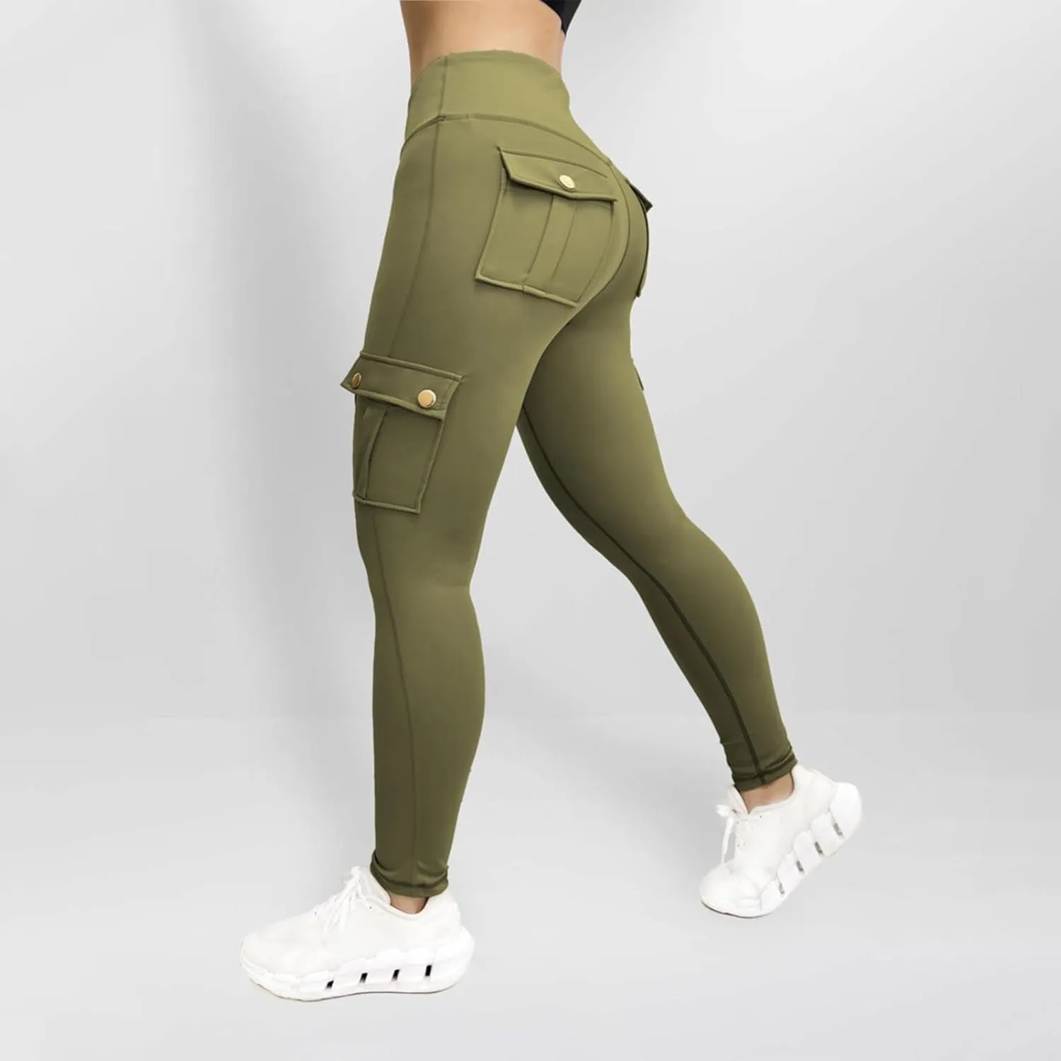 Womens Leggings with Cargo Pocket High Waist Tummy Control Yoga Pants Butt Lifting Cargo Leggings Workout Gym Pants