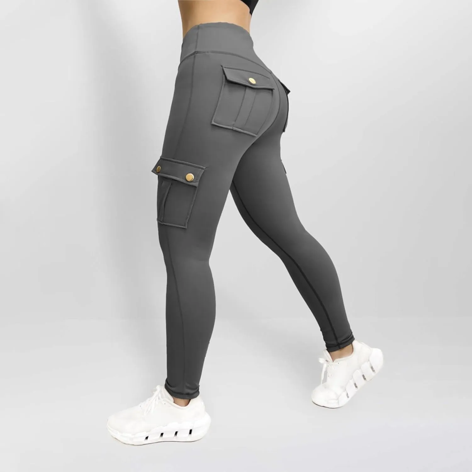 Womens Leggings with Cargo Pocket High Waist Tummy Control Yoga Pants Butt Lifting Cargo Leggings Workout Gym Pants