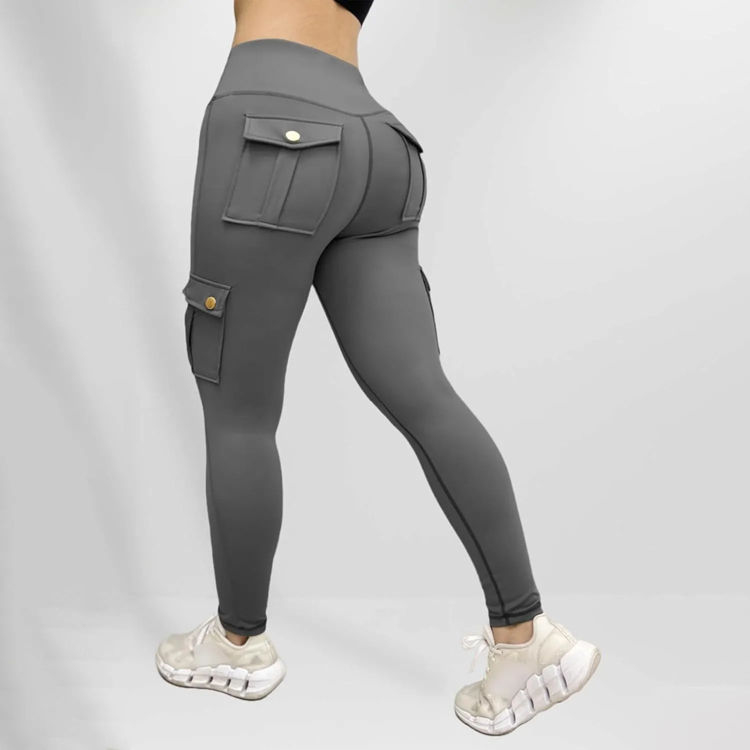 Womens Leggings with Cargo Pocket High Waist Tummy Control Yoga Pants Butt Lifting Cargo Leggings Workout Gym Pants