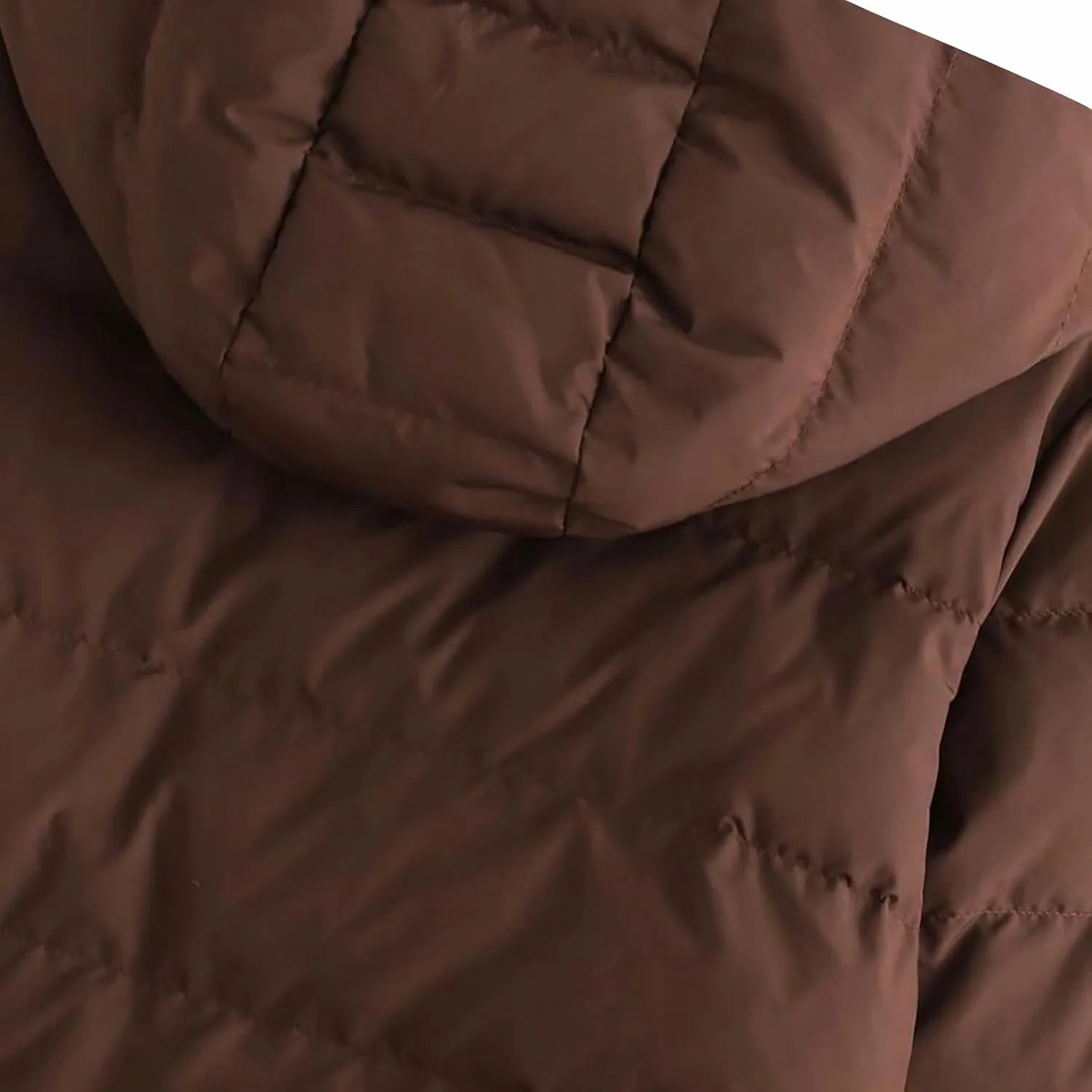 Women's Lightweight Quilted Jackets Winter Long Sleeve Cropped Puffer Down Jackets Fashion Short Hooded Padded Coats