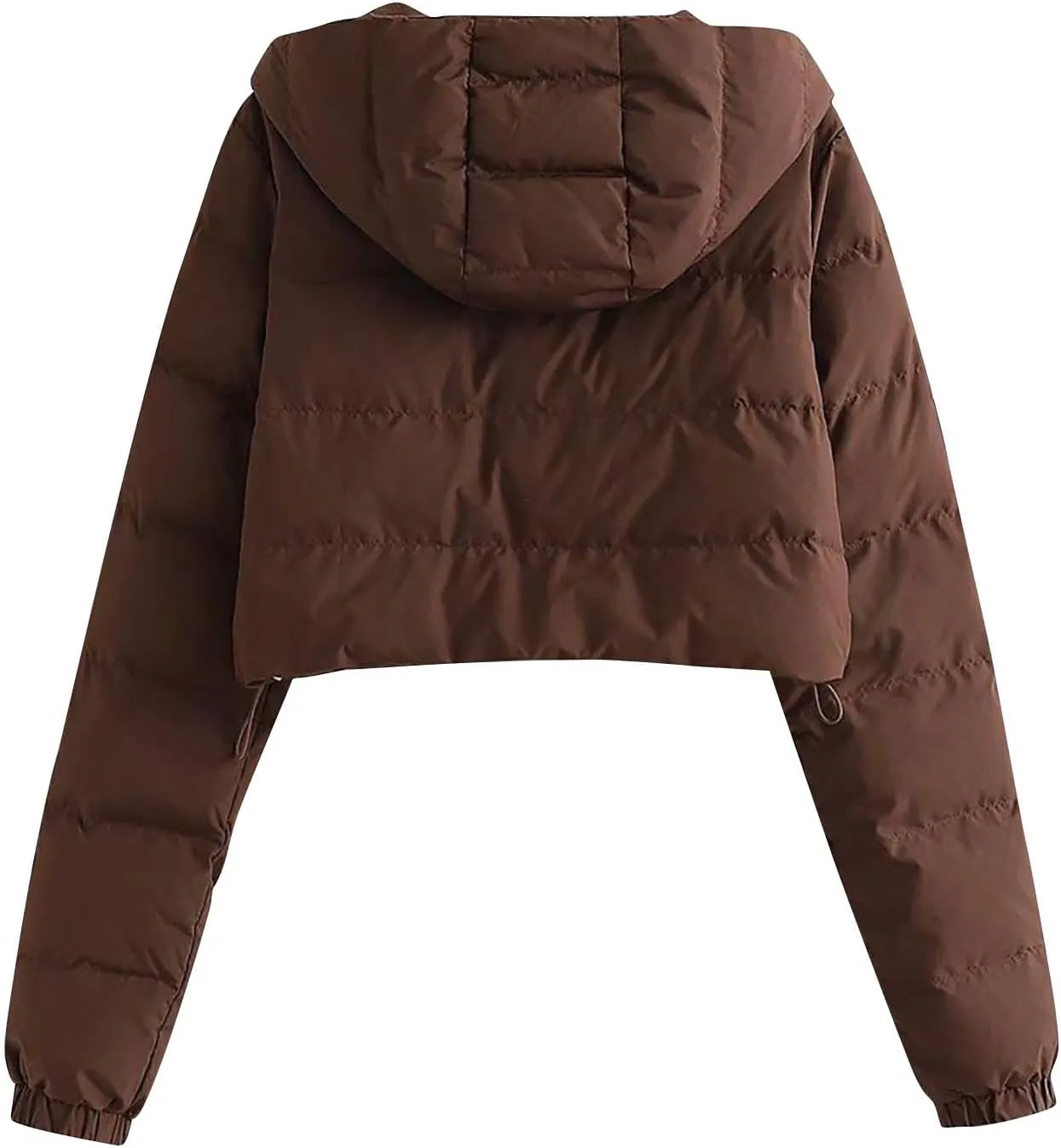 Women's Lightweight Quilted Jackets Winter Long Sleeve Cropped Puffer Down Jackets Fashion Short Hooded Padded Coats