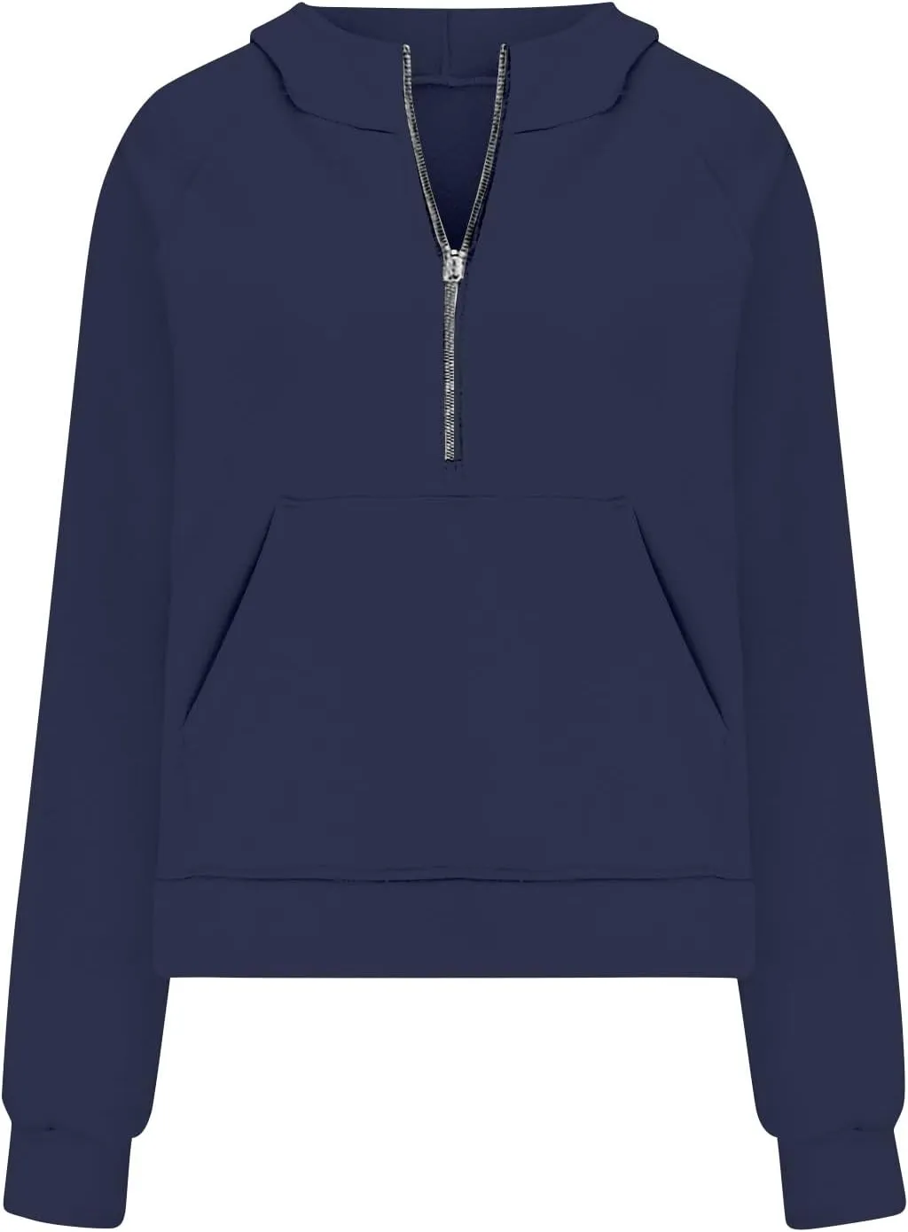 Womens Lightweight Sweatshirts Casual Half Zipper Hoodies Fashion Elegant Solid Long Sleeve Pocket Sport Pullover Tops