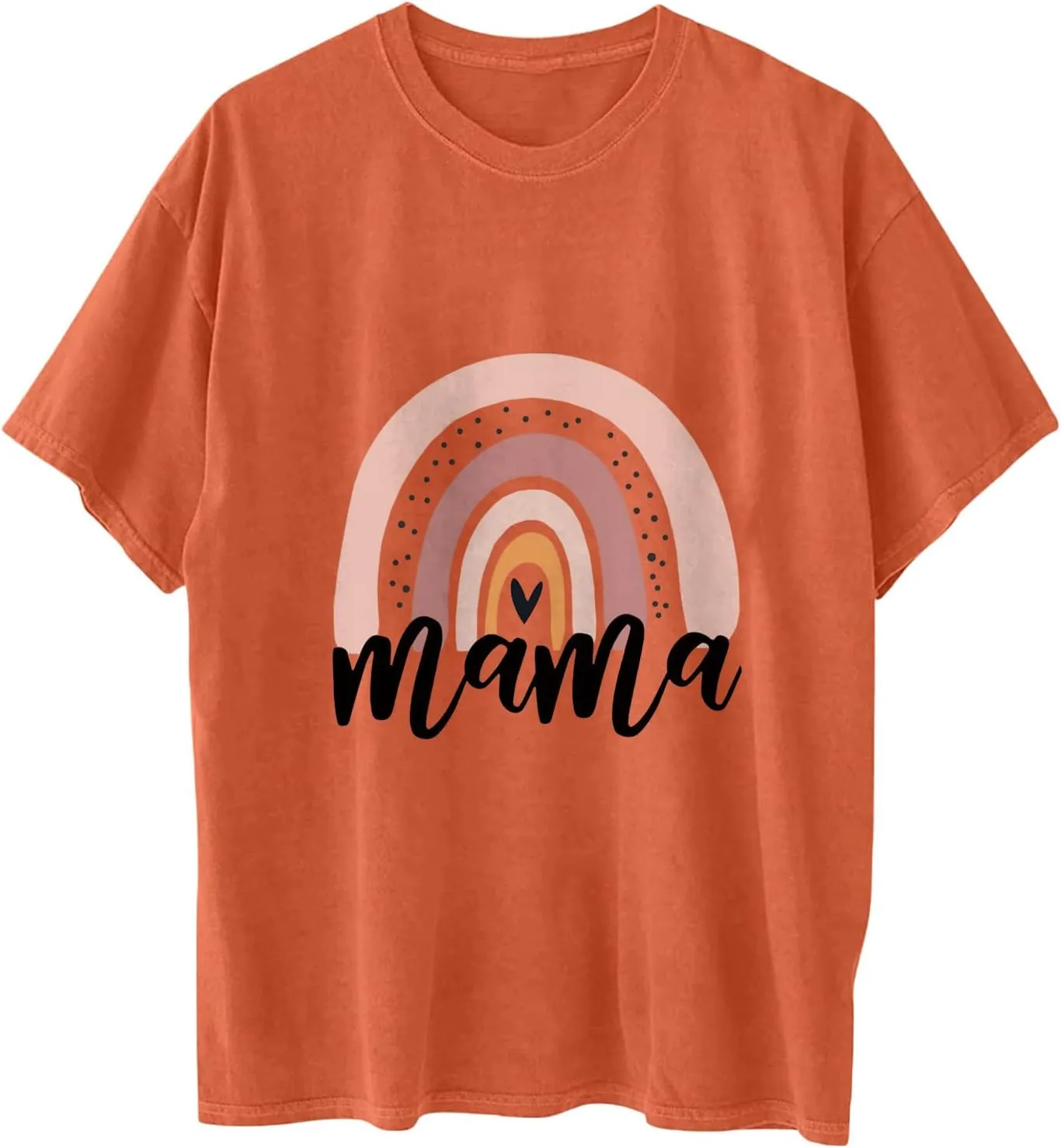 Womens Oversized T-Shirts Mama Graphic Tee Tops Summer Drop Shoulder Crew Neck Rainbow Shirts Vintage Casual Loose Tunics