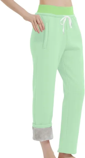 Womens Sherpa Lined Athletic Sweatpants Thermal Winter Warm Jogger Pants Fleece Lined Sweatpants with Pockets