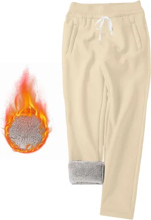 Womens Sherpa Lined Athletic Sweatpants Thermal Winter Warm Jogger Pants Fleece Lined Sweatpants with Pockets