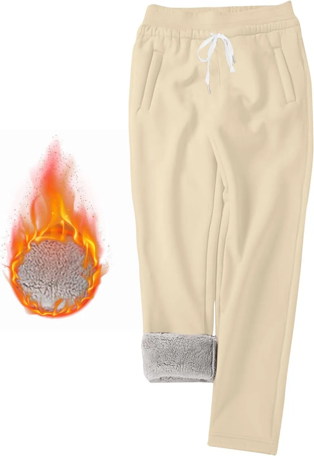 Womens Sherpa Lined Athletic Sweatpants Thermal Winter Warm Jogger Pants Fleece Lined Sweatpants with Pockets