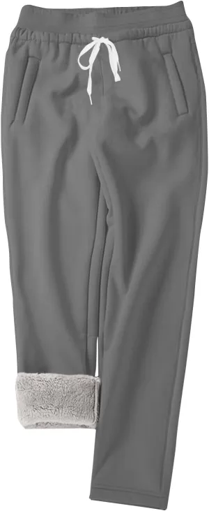Womens Sherpa Lined Athletic Sweatpants Thermal Winter Warm Jogger Pants Fleece Lined Sweatpants with Pockets