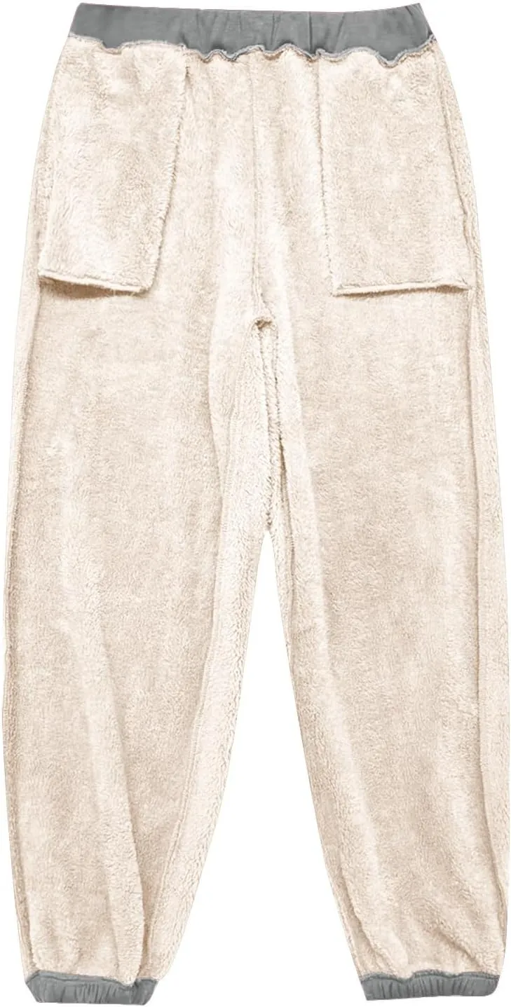 Womens Sherpa Lined Athletic Sweatpants with Pockets Winter Warm Fleece Lined Sweatpants Drawstring Jogger Pants