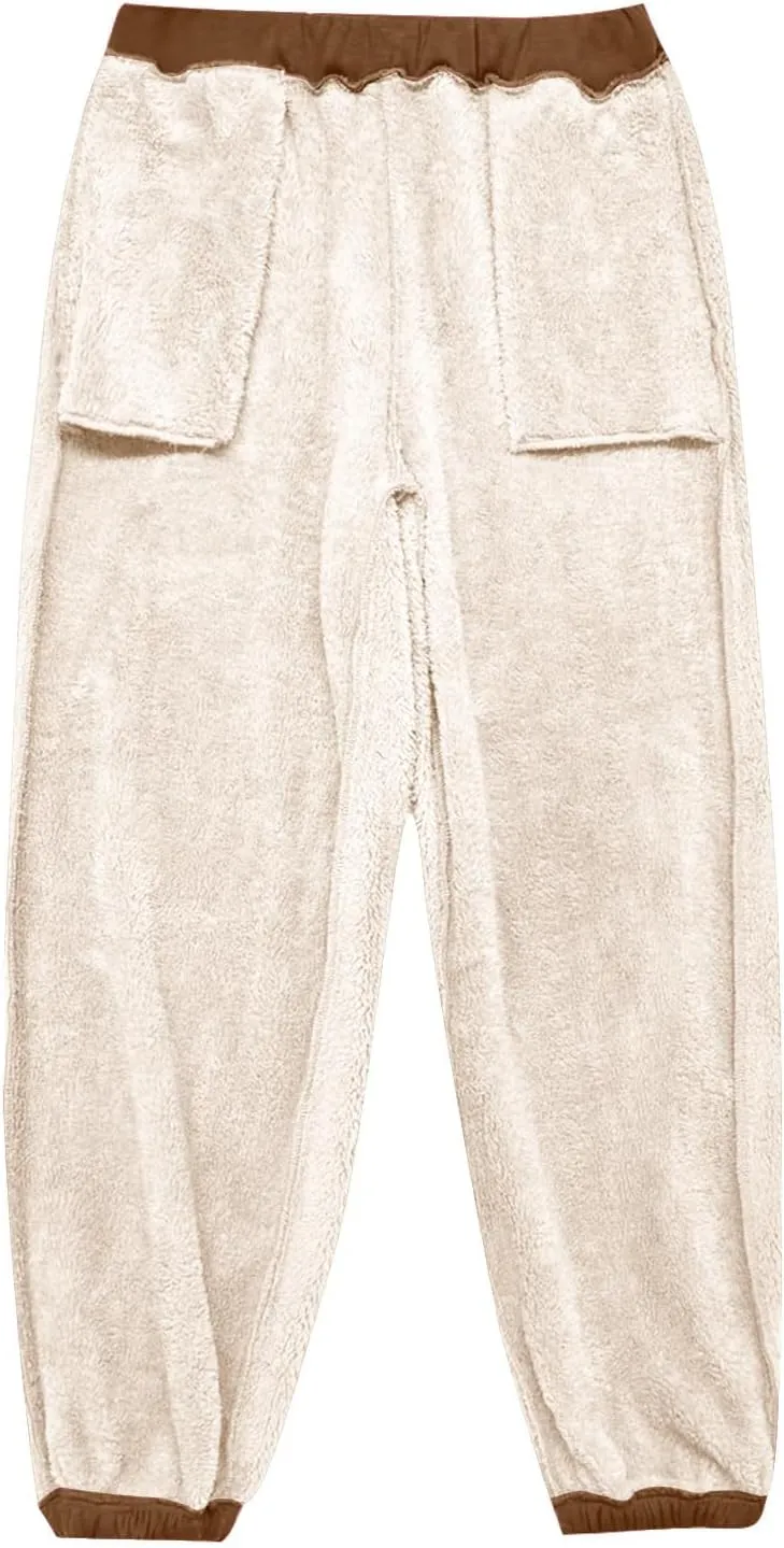 Womens Sherpa Lined Athletic Sweatpants with Pockets Winter Warm Fleece Lined Sweatpants Drawstring Jogger Pants