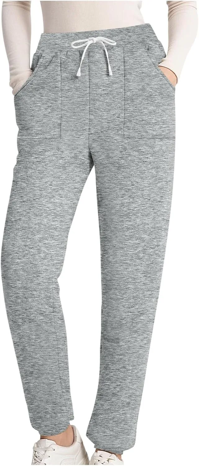 Womens Sherpa Lined Sweatpants Warm Thicken Fleece Winter Pants Straight Leg Cinch Bottom Jogger Pant with Pockets