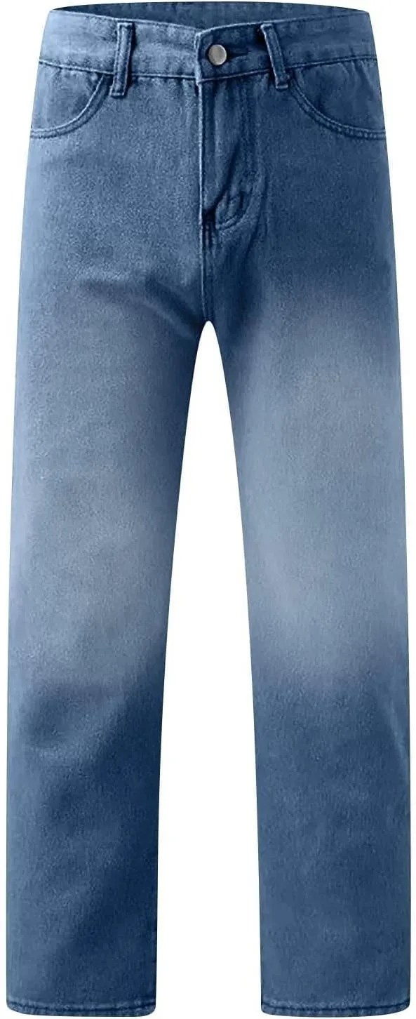 Womens Straight Leg Jeans High Waisted Baggy Jeans Wide Leg Stretchy Trendy Denim Pants with Pockets