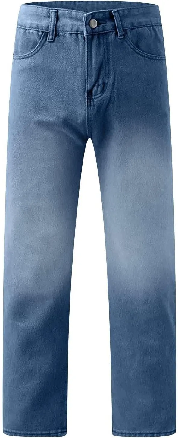 Womens Straight Leg Jeans High Waisted Baggy Jeans Wide Leg Stretchy Trendy Denim Pants with Pockets