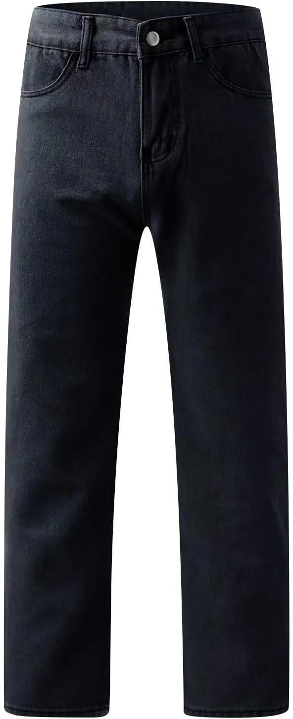 Womens Straight Leg Jeans High Waisted Baggy Jeans Wide Leg Stretchy Trendy Denim Pants with Pockets