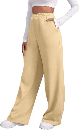 Women's Sweatpants Wide Leg Straight Leg Sweatpants Fleece Lined Sweat Pants Workout Joggers High Waisted Pants