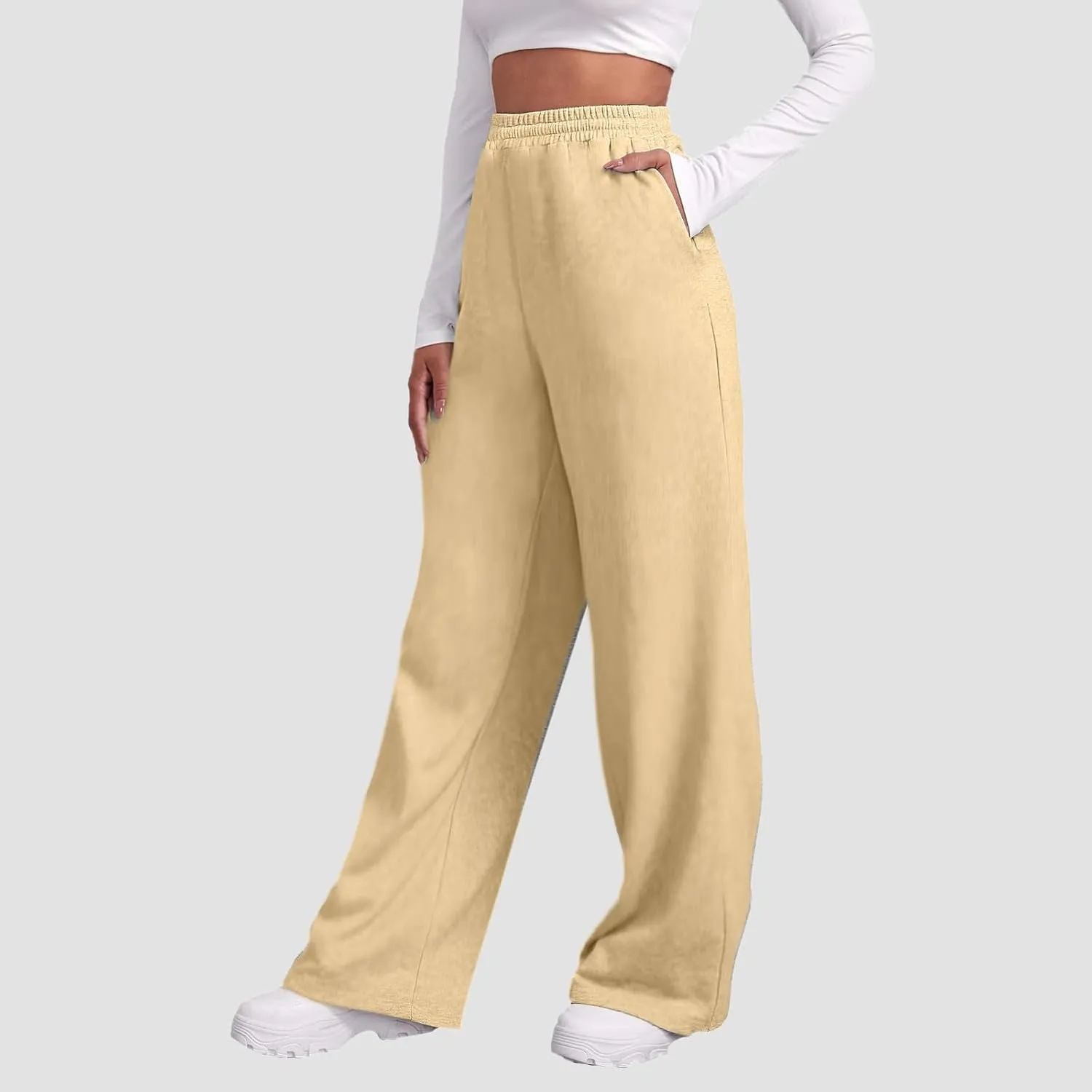 Women's Sweatpants Wide Leg Straight Leg Sweatpants Fleece Lined Sweat Pants Workout Joggers High Waisted Pants
