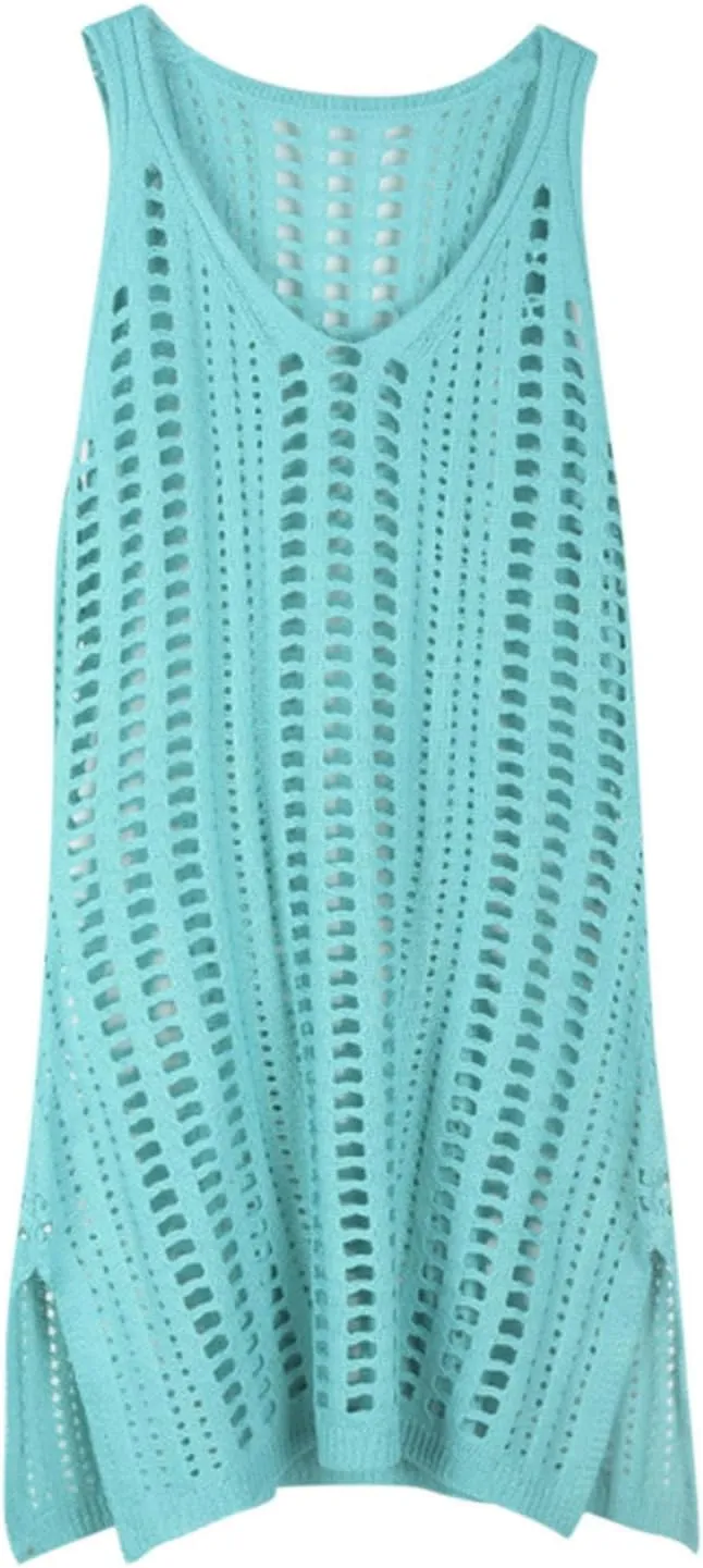Womens Swimsuit Cover Up Sleeveless Knit 2025 Summer Outfits Swimwear Bathing Suit Coverup Crochet Beach Dress