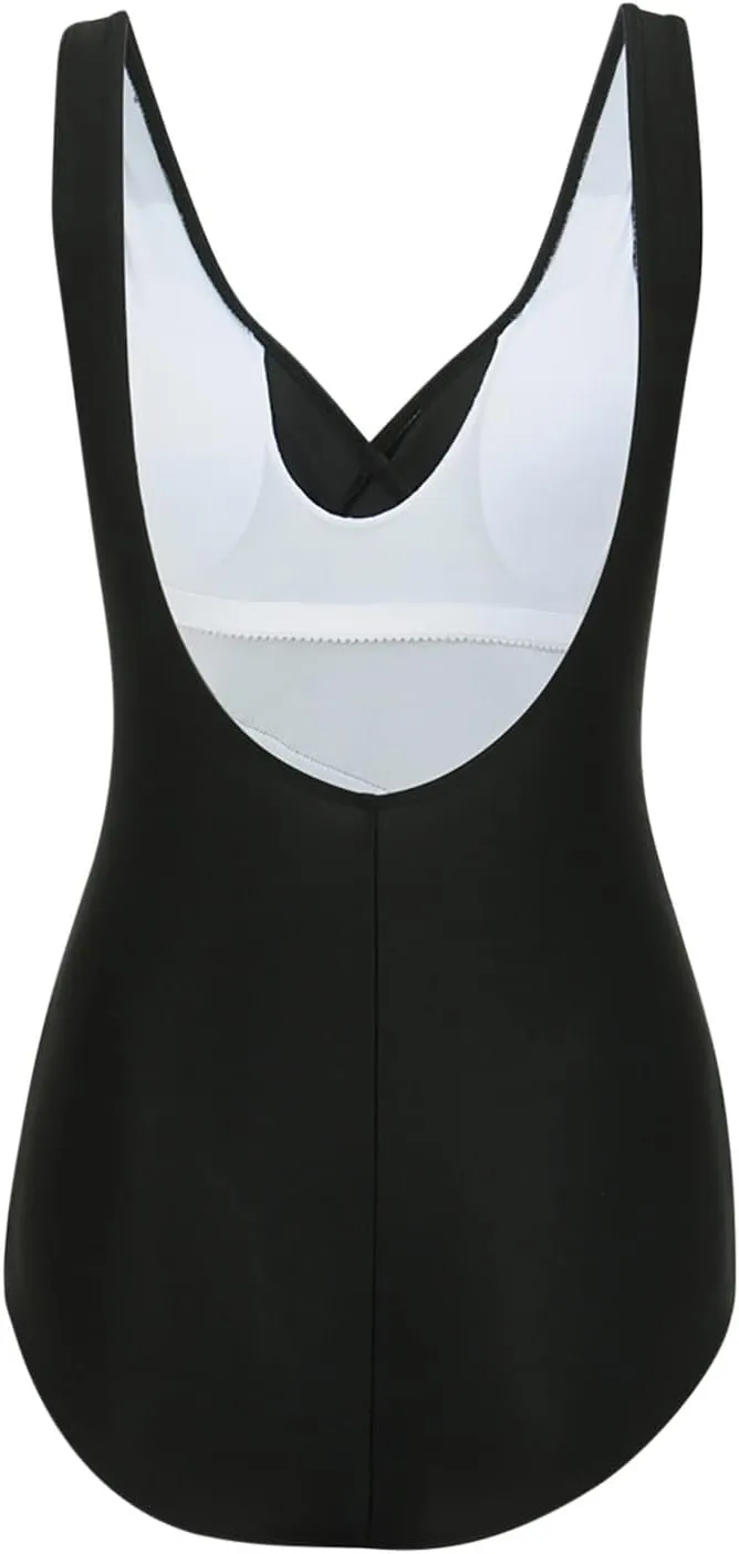 Womens Tummy Control Bathing Suit Fashion Solid Sexy Backless One Piece Swimsuit Beach Party Plus Size Swim Suits