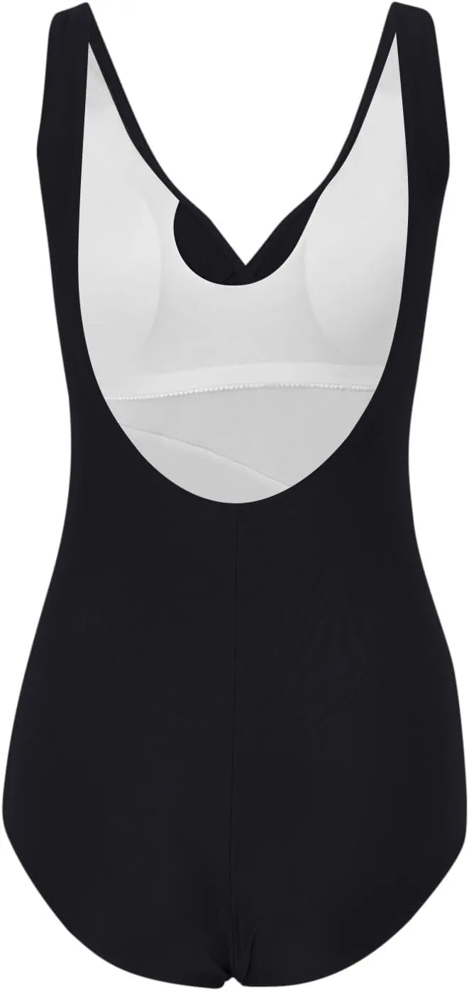 Womens Tummy Control Bathing Suit Fashion Solid Sexy Backless One Piece Swimsuit Beach Party Plus Size Swim Suits