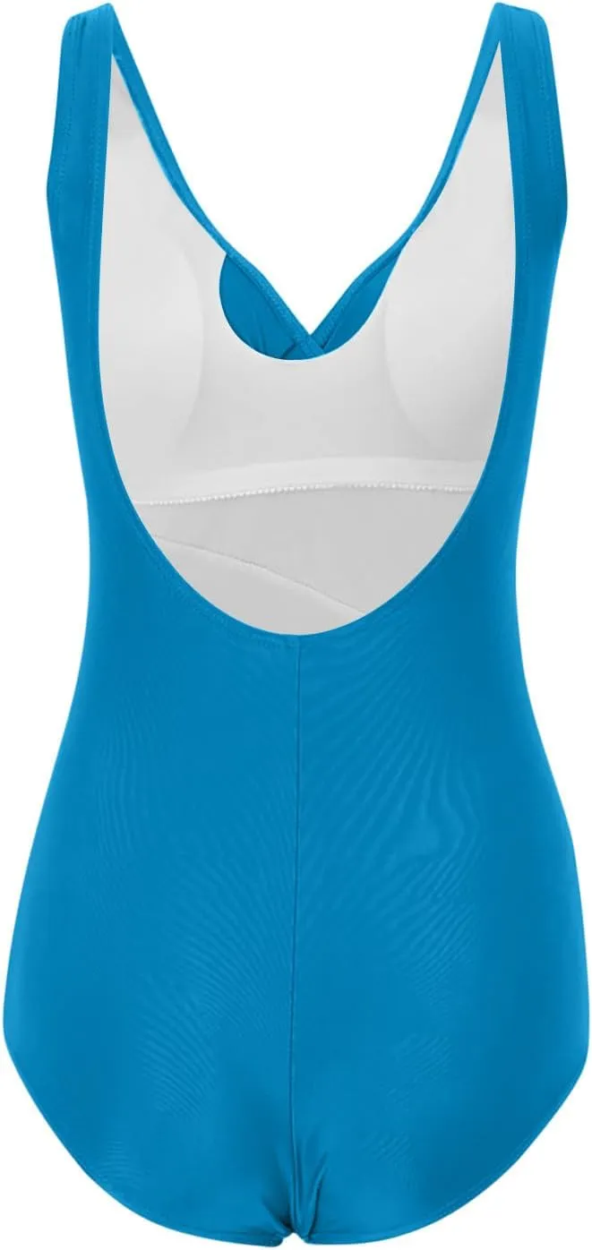 Womens Tummy Control Bathing Suit Fashion Solid Sexy Backless One Piece Swimsuit Beach Party Plus Size Swim Suits