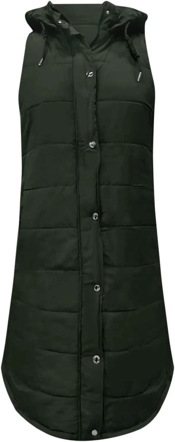 Womens Vests Outerwear Jacket Hooded Windproof Winter Coat with Recycled Insulation Down Jacket Coats with Pockets