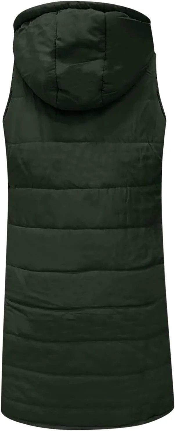 Womens Vests Outerwear Jacket Hooded Windproof Winter Coat with Recycled Insulation Down Jacket Coats with Pockets