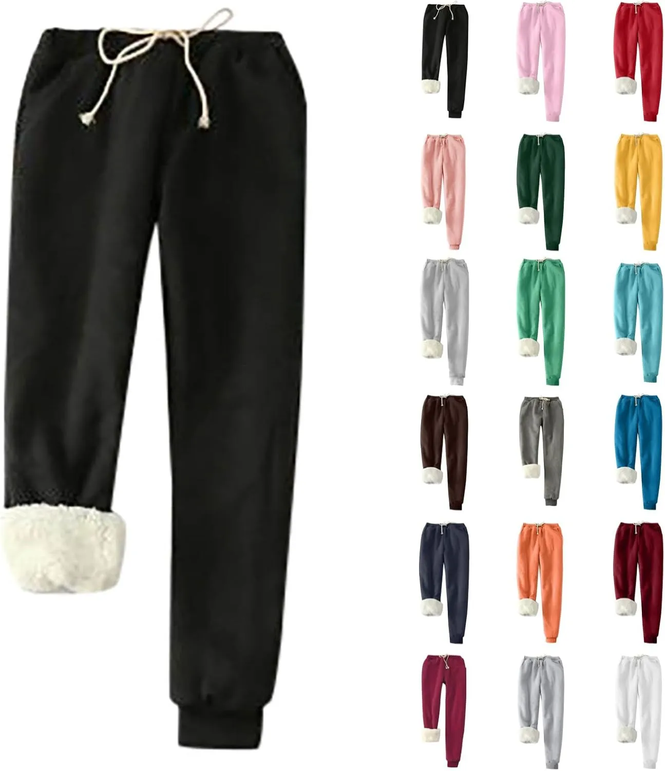 Women's Warm Sherpa Lined Athletic Sweatpants Jogger Fleece Pants Fleece Lined Sweatpants Women Joggers Winter Pants