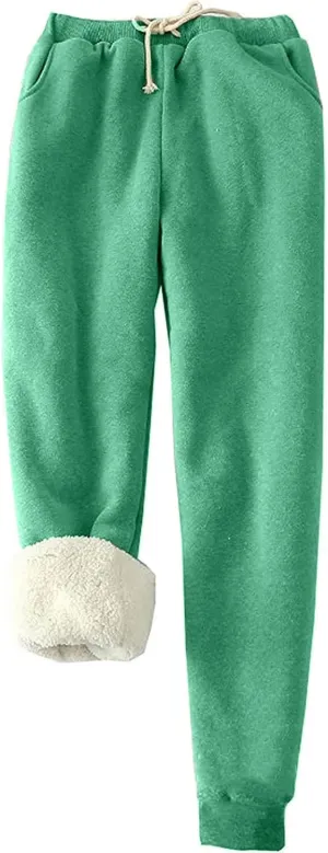 Women's Warm Sherpa Lined Athletic Sweatpants Jogger Fleece Pants Fleece Lined Sweatpants Women Joggers Winter Pants